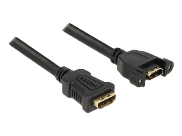 DeLOCK - HDMI med Ethernet-kabel - HDMI (W) til HDMI (W) skrubar - 1,0 m - Sort - 4K-støtte (85466)