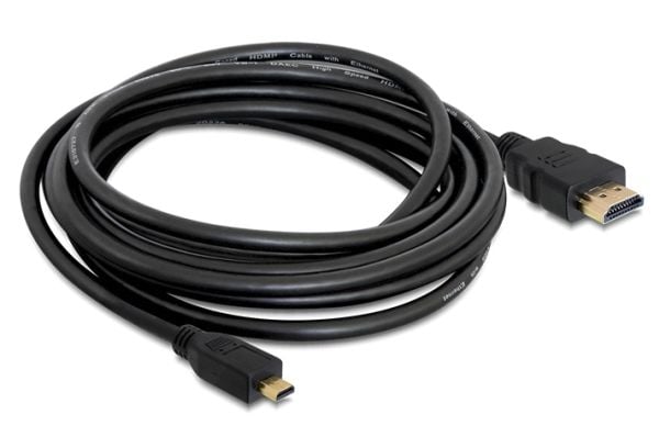 Delock - HDMI-kaapeli Ethernetillä - HDMI uros - 19-nastainen mikro-HDMI tyyppi D uros - 2 m