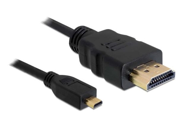Delock - HDMI-kaapeli Ethernetillä - HDMI uros - 19-nastainen mikro-HDMI tyyppi D uros - 2 m