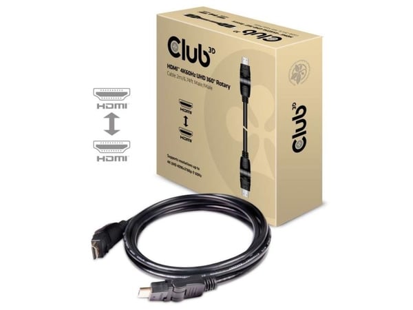 Club 3D CAC-1360 - HDMI-kabel med Ethernet - HDMI hann dreining til HDMI hann dreining - 2 m - 4K-støtte