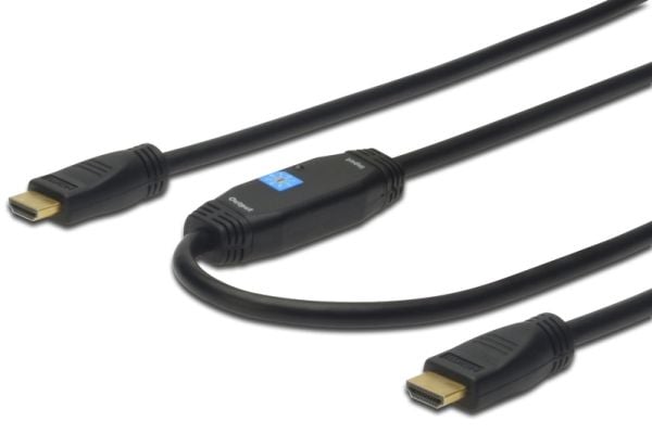 ASSMANN HDMI High Speed with Ethernet - HDMI-kabel med Ethernet - HDMI hann til HDMI hann - 20 m - dobbeltisolert - svart