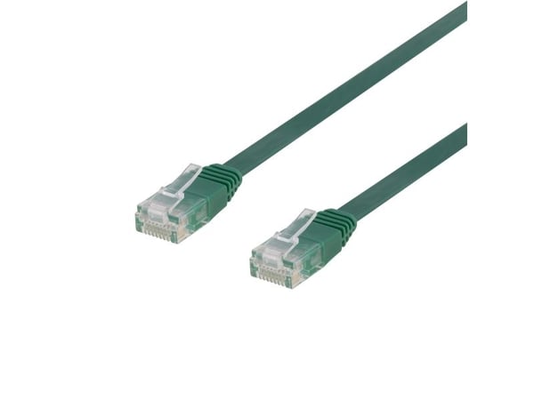 DELTACO - Koblingskabel - RJ-45 (hann) til RJ-45 (hann) - 50 cm - UTP - CAT 6 - flat - grønn