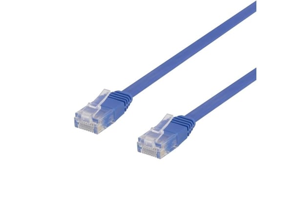 DELTACO - Koblingskabel - RJ-45 (hann) til RJ-45 (hann) - 3 m - UTP - CAT 6 - flat - blå