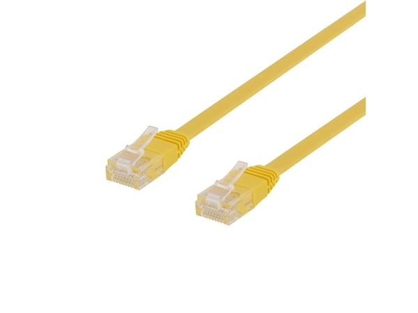 DELTACO - Koblingskabel - RJ-45 (hann) til RJ-45 (hann) - 3 m - UTP - CAT 6 - flat - gul