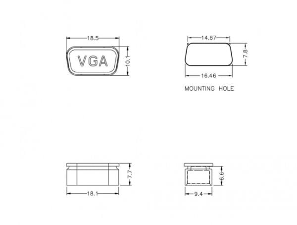 DeLOCK 60162, VGA, Läpinäkyvä, Polypropeeni, 10,1 mm, 18,5 mm, 7,8 mm