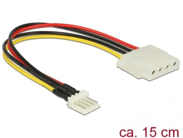 Delock - Strømadapter - 4-pin intern strøm (hunn) til 4-pin mini-strømkontakt (hann) - 5 / 12 V - 15 cm