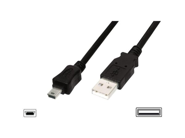 ASSMANN - USB-kaapeli - mini-USB tyyppi B (han) til USB (han) - USB 2.0 - 3 m - formet - sortti