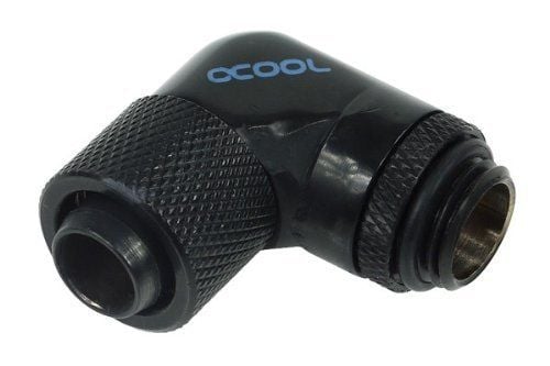 Alphacool 17075, Musta, Liitin, Nestemäinen, Messinki, 1/4", 90°