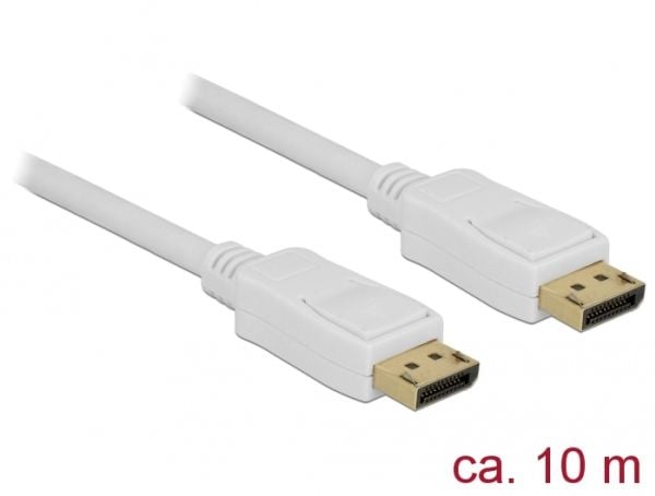 Delock - Skjermkabel - DisplayPort (hann) til DisplayPort (hann) - DisplayPort 1.2 - 10 m - 4K-støtte - hvit