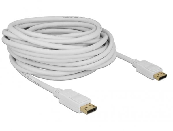 Delock - Skjermkabel - DisplayPort (hann) til DisplayPort (hann) - DisplayPort 1.2 - 10 m - 4K-støtte - hvit