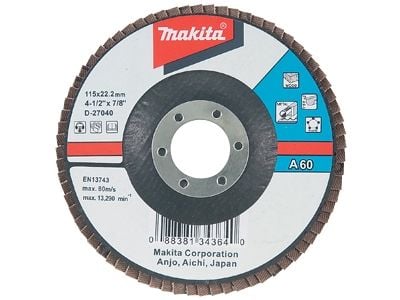 Makita - Klaffplate - for tre, metall, plast, ikke-jernholdig metall - 125 mm - grovkorn: A40 - for Makita GA005GZ, GA008GM201, GA008GZ; XGT GA005GZ