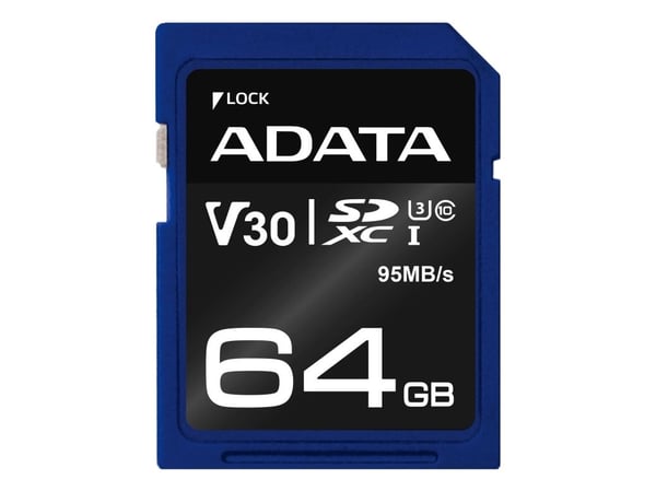 ADATA Premier Pro - Flashminnekort - 64 GB - Video Class V30 / UHS-I U3 / Class10 - SDXC UHS-I