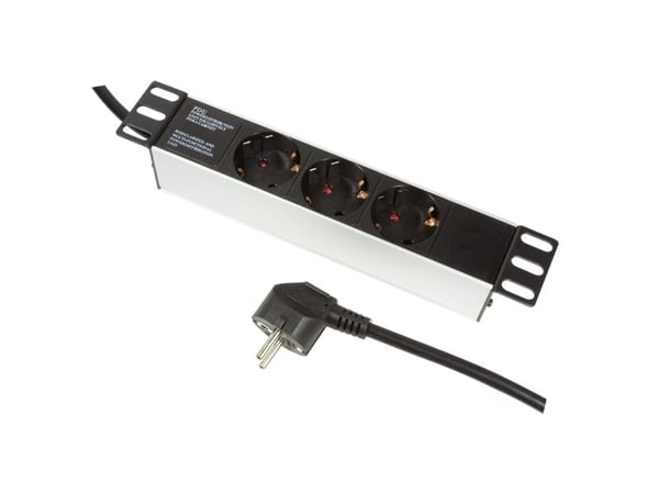 LogiLink PDU3B01, 1U, Polypropylen (PP), Svart, 3 AC-utgångar, 1,8 m, H05VV-F