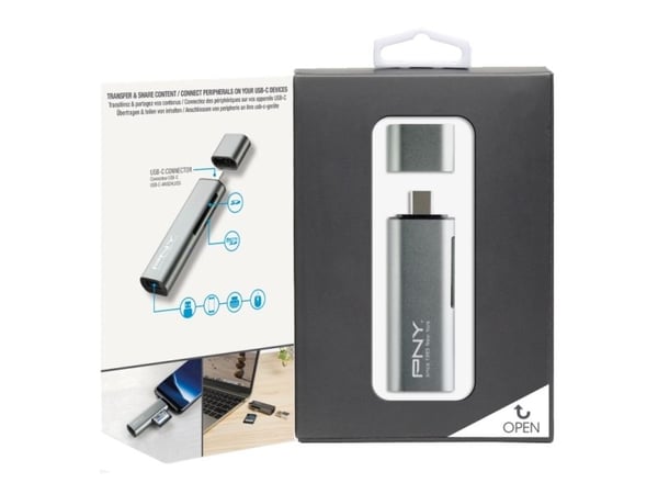 PNY - Kortleser - 3-i-1 (SD, microSD, SDHC, microSDHC, SDXC, microSDXC) - USB-C