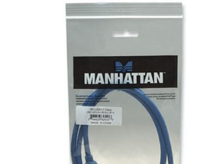 Manhattan USB 3.0, A/Micro-B, 1 m, 1 m, USB A, Micro-USB B, USB 3.2 Gen 1 (3.1 Gen 1), Hankjønn/hankjønn, Blå
