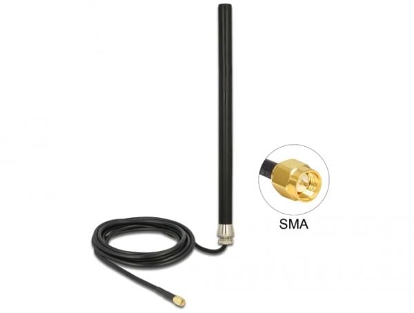Delock - Antenne - stang - mobiltelefon, Wi-Fi, Bluetooth - 3 dBi - rundtstrålende - utendørs, kan monteres på vegg