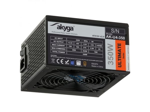 Akyga Ultimate Series AK-U4-350 - Strømforsyning (intern) - ATX12V 2.31 - 80 PLUS Bronze - AC 230 V - 350 Watt - aktiv PFC - sort