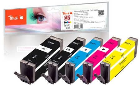 Peach 320123, Musta, Syaani, Magenta, Keltainen, Väriainepohjainen muste, 8,5 ml, 5 kpl, Monipakkaus