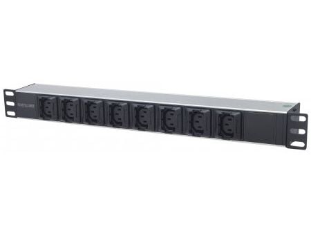 Intellinet 163651, 1U, Svart, Sølv, 8 AC-utganger, C13 kopling, IEC320 C14, 2 m