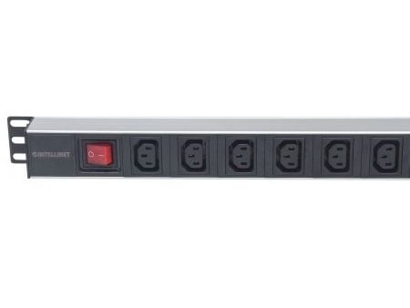Intellinet 163651, 1U, Svart, Sølv, 8 AC-utganger, C13 kopling, IEC320 C14, 2 m