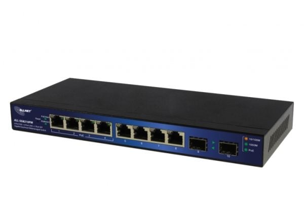 ALLNET ALL-SG8210PM, hanterad, L2+, Gigabit Ethernet (10/100/1000), Strömförsörjning via Ethernet (PoE) stöd, Monteringsbar på väggen