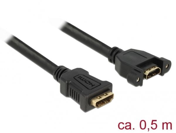 DeLOCK - HDMI med Ethernet-kabel - HDMI (W) til HDMI (W) skrubar - 50 cm - Sort - 4K-støtte (85465)