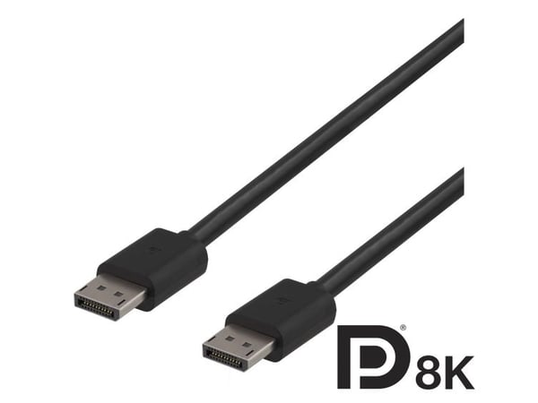 DELTACO DP8K-1020 - DisplayPort-kabel - DisplayPort (hann) til DisplayPort (hann) - DisplayPort 1.4 - 2 m - svart