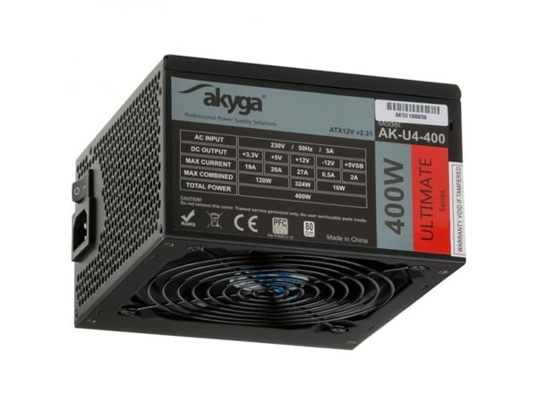 Akyga Ultimate Series AK-U4-400 - Strømforsyning (intern) - ATX12V 2.31 - 80 PLUS Bronze - AC 230 V - 400 Watt - aktiv PFC - sort