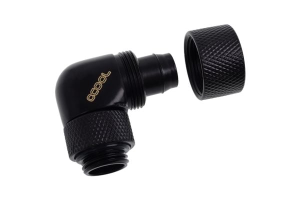 Alphacool Eiszapfen 13/10mm compression fitting 90° rotatable G1/4 - Armatur for væskekjølesystem - mørkesvart, svart matte
