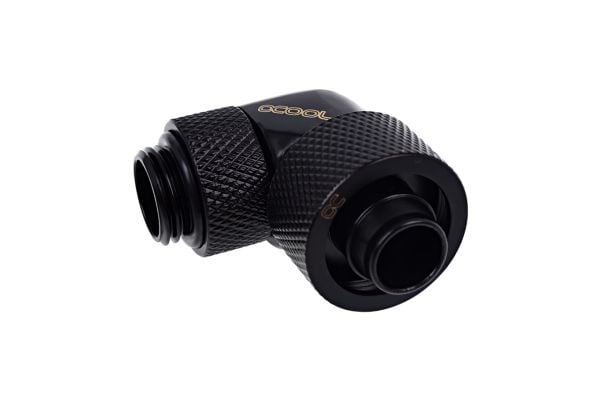 Alphacool Eiszapfen Connector Series 90° Socket 16/10mm - nestejäähdytysjärjestelmän puristuskulmainen liitin - syvämusta
