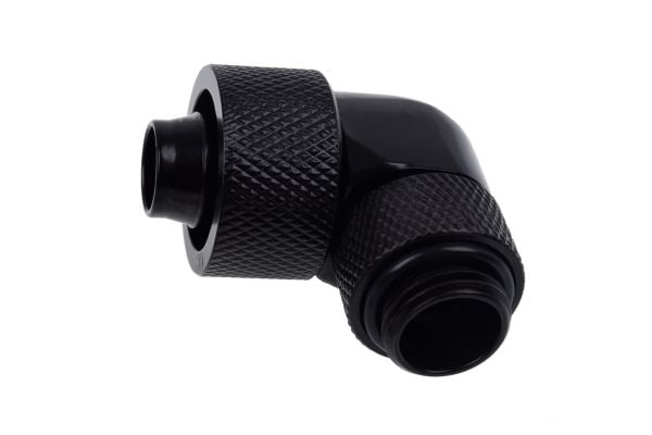 Alphacool Eiszapfen Connector Series 90° Socket 16/10mm - nestejäähdytysjärjestelmän puristuskulmainen liitin - syvämusta