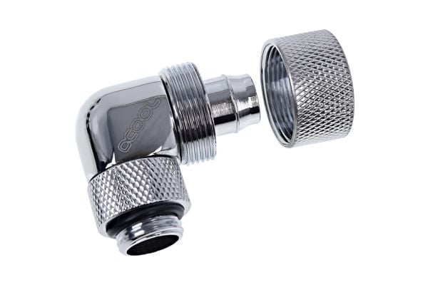 Alphacool Eiszapfen 16/10mm compression fitting 90° rotatable G1/4 - Armatur for væskekjølesystem - krom, sølvnikkel