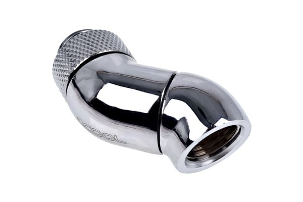 Alphacool Eiszapfen Connector Series Double 45° Angle Adapter - Vinklet armaturadapter for væskekjølesystem - sølvnikkel