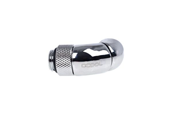 Alphacool Eiszapfen Connector Series Double 45° Angle Adapter - Vinklet armaturadapter for væskekjølesystem - sølvnikkel