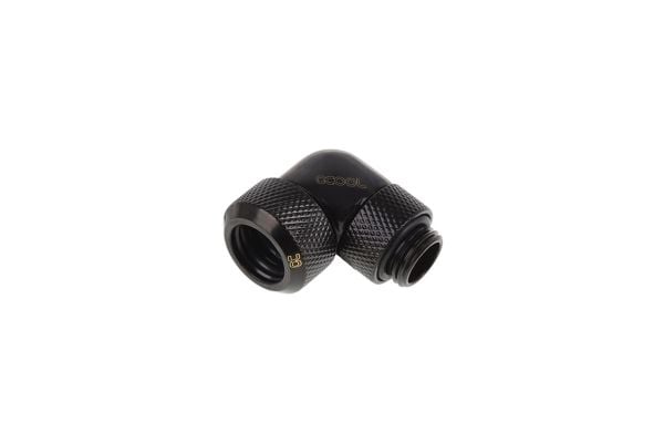 Alphacool icicle 13mm hardtube ruuvikiinnitteinen läpivienti 90 astetta kääntyvä G1/4 - musta