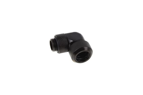 Alphacool icicle 13mm hardtube ruuvikiinnitteinen läpivienti 90 astetta kääntyvä G1/4 - musta