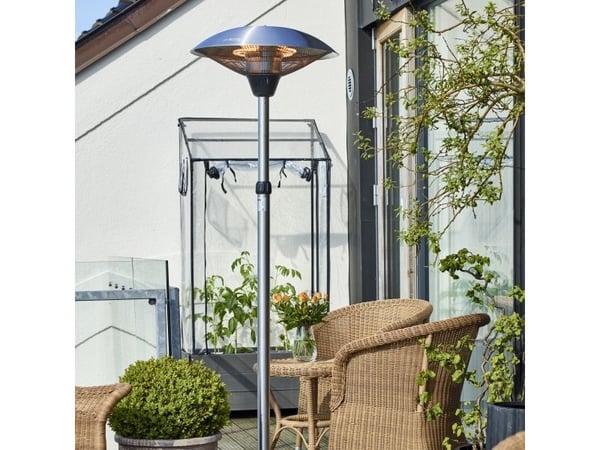 HORTUS Terrassevarmer gulvmodel med teleskop 900/1200/2100 W, HA, sølv (211-372)