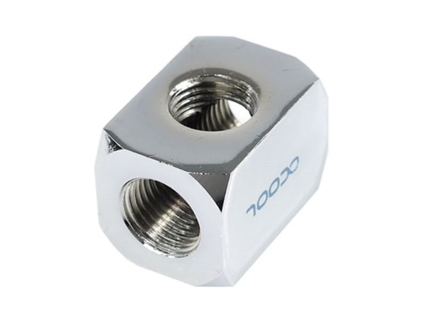 Alphacool HF-tilkoblingsklemme TEE T-stykke rund G1/4 - Krom (17029)