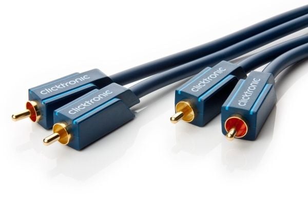 ClickTronic 10m Stereo Audio, 2 x RCA, Hankjønn, 2 x RCA, Hankjønn, 10 m, Blå, Gull
