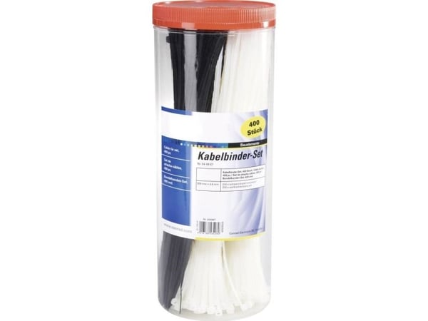TRU COMPONENTS 1566535 28530c209 Kabelbindersortiment 200 mm 2.50 mm Sort, Natur 1000 stk TRU COMPONENTS 1566535 28530c209 Kabelbindersortiment 200 mm 2.50 mm Sort, Natur 1000 stk