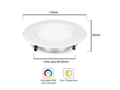 Synergy 21 LED-panel rundt 6W RGBWW med radio og WLAN MilightMiboxer