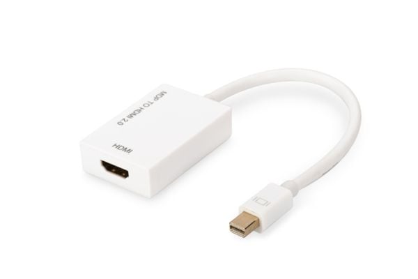 ASSMANN - Video adapter - Mini DisplayPort hann til HDMI hunn - 20 cm - hvit - aktiv, formstøpt