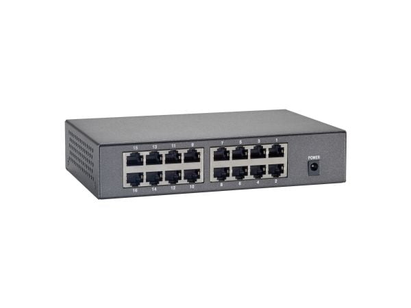LevelOne FEP-1600W90 - Switch - 16 x 10/100 (PoE) - stasjonær, veggmonterbar - PoE (82 W)