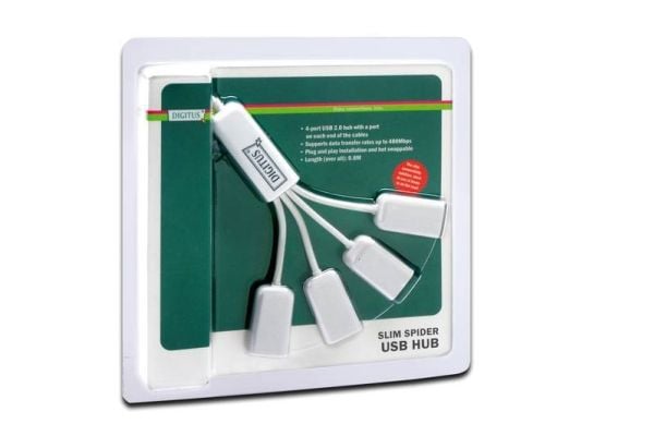 DIGITUS DA-70216 Slim Spider USB-hub - Hub - 4 x USB 2.0 - stasjonær