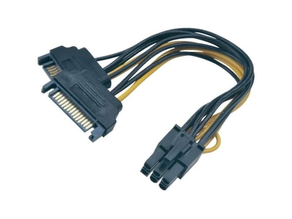 Akasa - Strømadapter - SATA-strøm (hann) til 6-pins PCIe-strøm (hann) - 15 cm