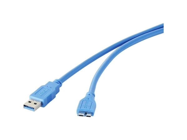 Renkforce RF-4264533, 0,3 m, USB A, Micro-USB B, USB 3.2 Gen 1 (3.1 Gen 1), 5000 Mbit/s, Blå