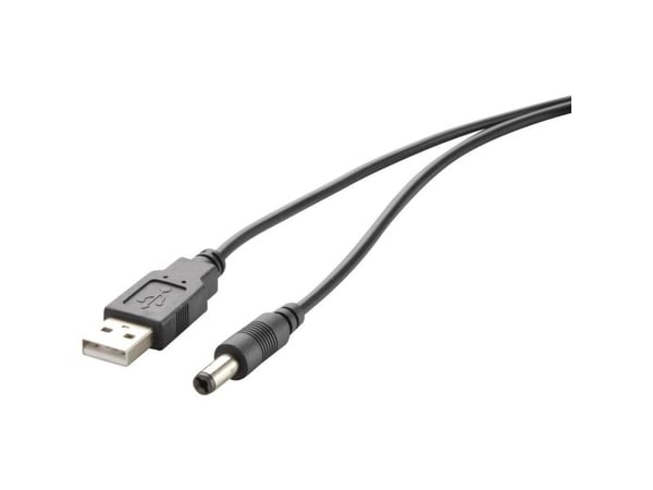 Renkforce USB-virtajohto USB 2.0 USB-A uros, DC-pistoke 3,5 mm 1,00 m Musta kullattu pistoke RF-4079667