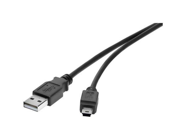 Renkforce RF-4455804, 0,15 m, USB A, Mini-USB B, USB 2.0, Musta