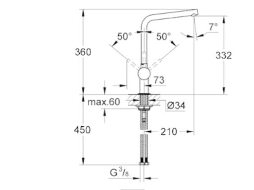 GROHE Minta, Kromfarget, Kran-håndtak, Single/enkelt, Keramisk, 4,6 cm, 360°