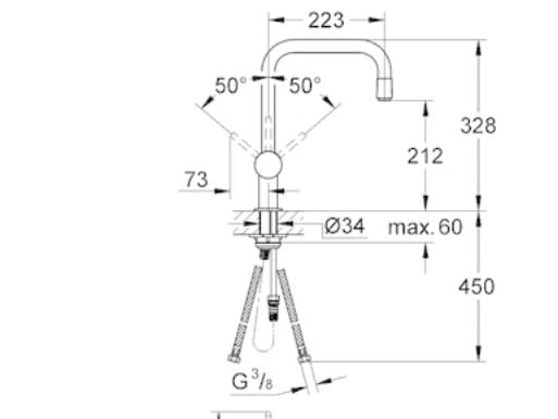 GROHE Minta, Kromfarget, Kran-håndtak, Single/enkelt, Keramisk, 4,6 cm, 360°